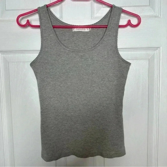 Sanfu Tops - Sanfu Tank  Top Ribbed Grey Size Medium